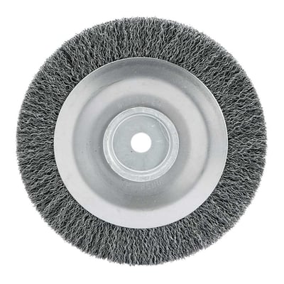 Escova circular de aço, ondulada, 200 mm x 19 mm Furo 16 mm prensada, fio 0,40 mm