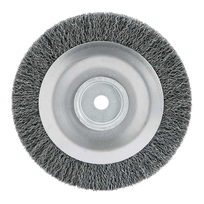 Escova circular de aço, ondulada, 200 mm x 19 mm Furo 16 mm prensada, fio 0,40 mm