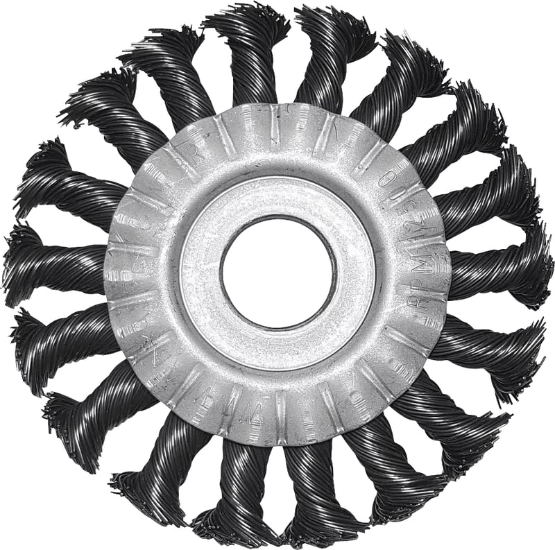Escova circular de aço trançado, 115 mm x 13 mm, furo 22 mm, fio 0,6 mm, 12.500 rpm
