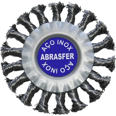 Escova circular, 115 mm x 13 mm x 22mm, trançada em aço inox