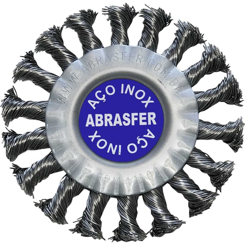 Escova circular, 115 mm x 13 mm x 22mm, trançada em aço inox