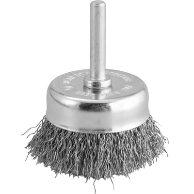 Escova de aço inox tipo copo, 2", com haste 1/4"