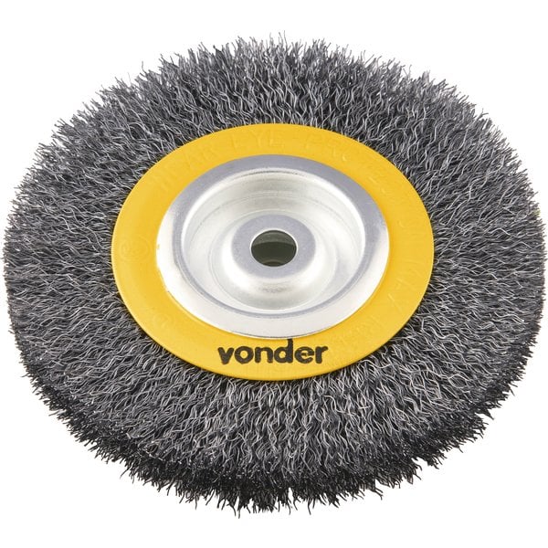 Escova circular de aço, ondulada, 6" x 1" x 5/8" (152,4 mm x 25,4 mm x 15,9 mm)
