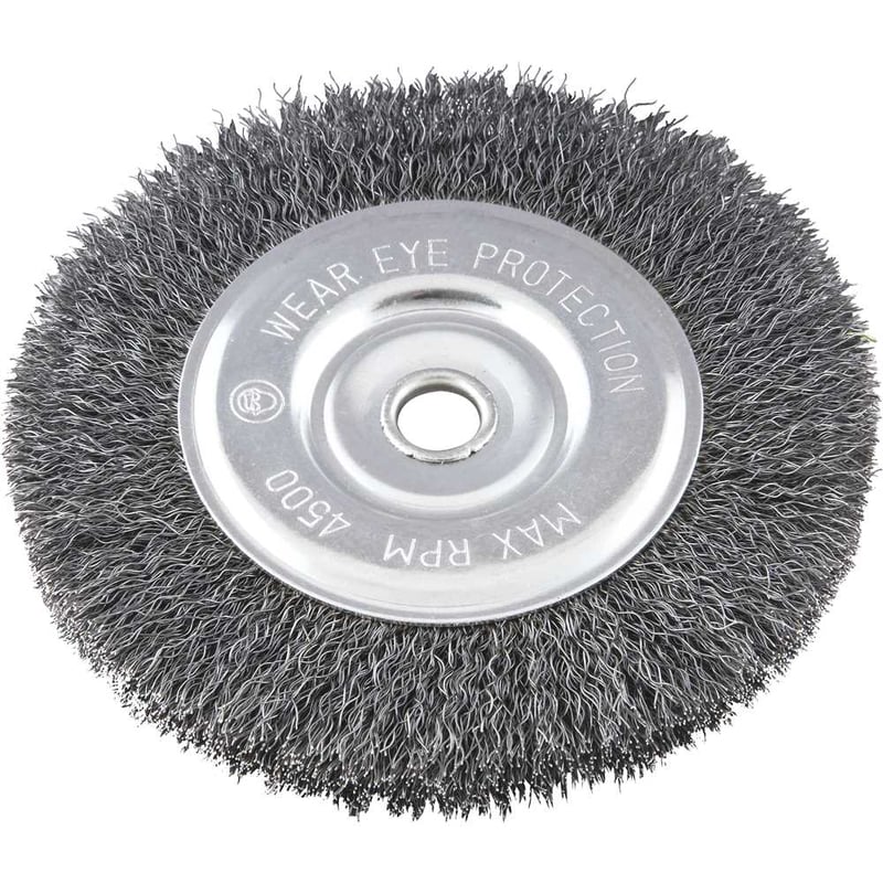 Escova circular de aço, ondulada, 6" x 1/2" x 5/8" (152,4 mm x 12,7 mm x 15,9 mm)