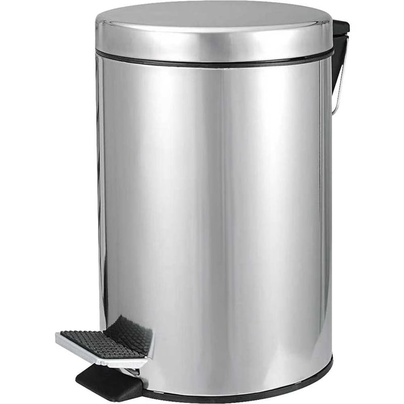 Lixeira redonda, 3 litros, inox, cinza