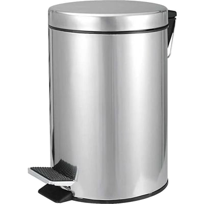 Lixeira redonda, 5 litros, inox, cinza