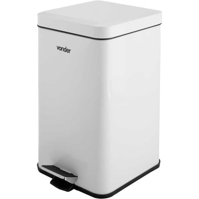Lixeira retangular, 12 litros, inox, branca