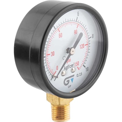 Manômetro vertical 1/4" NPT, 63 mm, caixa em aço carbono, 150 lbf/pol² (psi), 3714 010