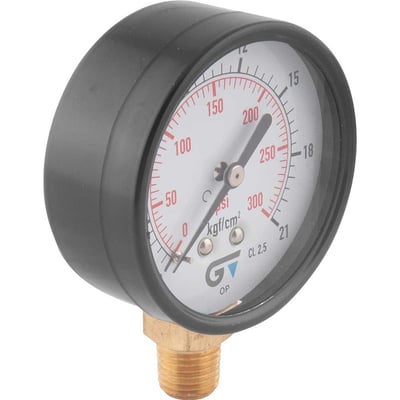 Manômetro vertical 1/4" NPT, 63 mm, caixa em aço carbono, 300 lbf/pol² (psi), 3714 021