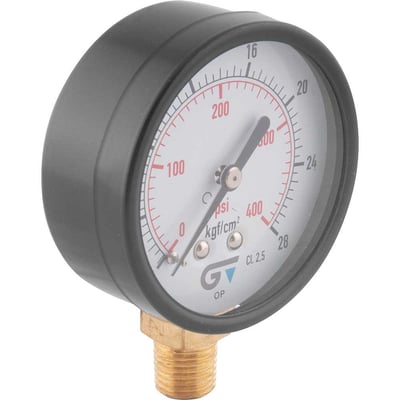 Manômetro vertical 1/4" NPT, 63 mm, caixa em aço carbono, 400 lbf/pol² (psi), 3714 028