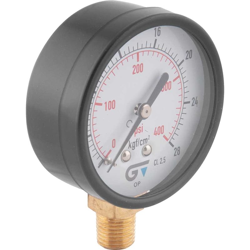 Manômetro vertical 1/4" NPT, 63 mm, caixa em aço carbono, 400 lbf/pol² (psi), 3714 028