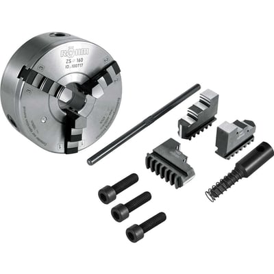 Placa mecânica para torno 5", autocentrante, aço, 3 castanhas, fixação traseira ZS 125/3, 101672, RÖHM