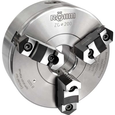 Placa mecânica para torno 6", autocentrante, aço, 3 castanhas, DIN 6350, Duro-M 185303
