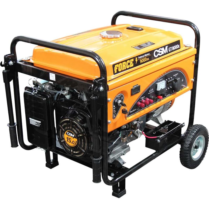 Gerador a gasolina 9.000 W, 220 V~ trifásico , motor 4 tempos, partida manual e elétrica
