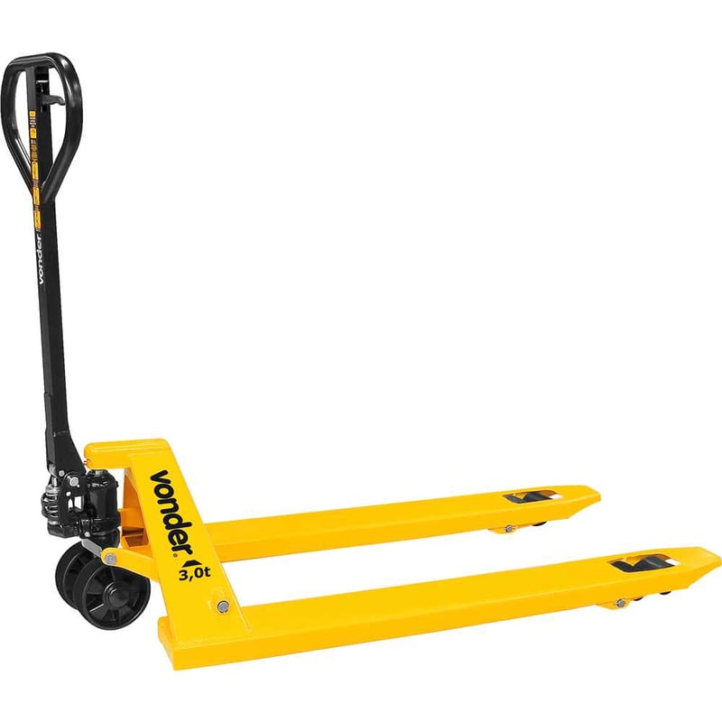 Paleteira hidráulica, 3 toneladas (3 tf), 1.150 mm x 680 mm, roda dupla de nylon