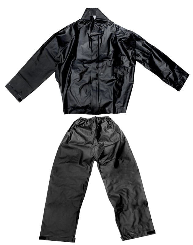 Conjunto PVC, motoqueiro, G, preto, sem capuz