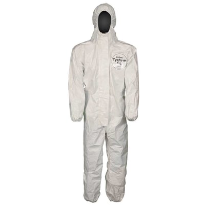 Macacão de proteção, com capuz e zíper, branco, tamanho G, TYCHEM