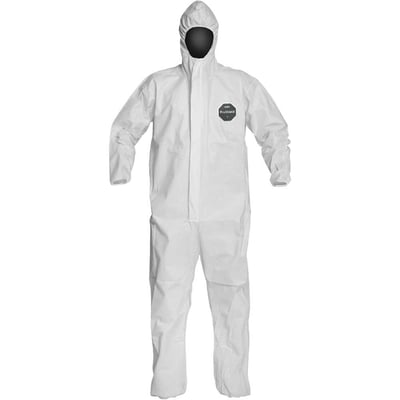 Macacão com capuz para proteção química, tamanho XG, branco