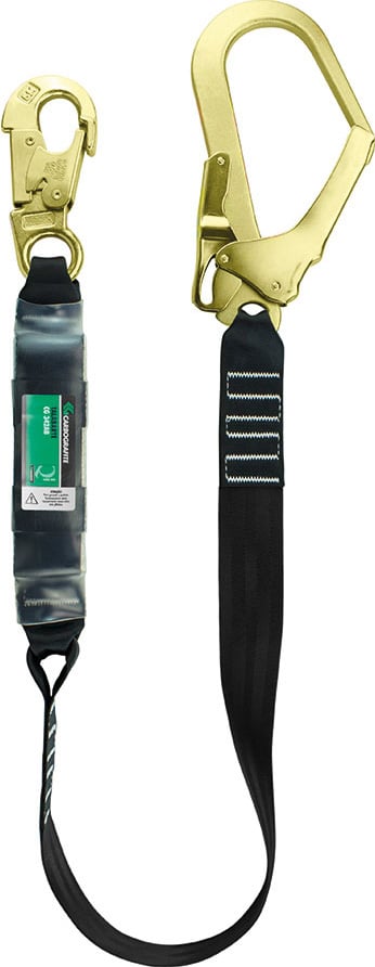 Talabarte simples, tira sintética, CG-342 AB, com absorvedor de energia, 2 mosquetões, 010480610