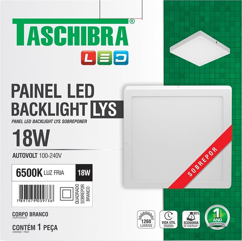 Luminária LED de sobrepor, 18 W, bivolt, 15140178