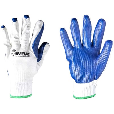 Luva de malha com látex vulcanizado, cor azul, tamanho 9