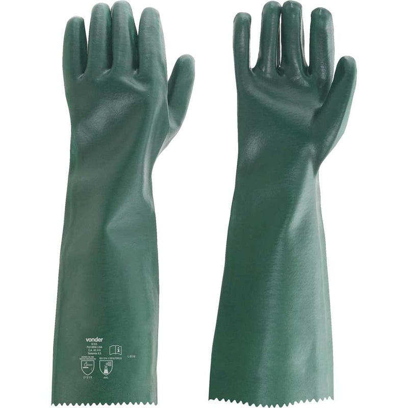 Luva de PVC lisa com forro, 56 cm