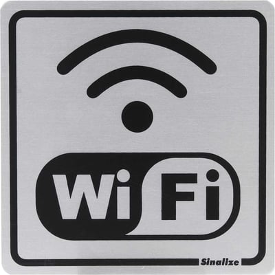 Placa de sinalização em alumínio (WIFI), 15 cm x 15 cm