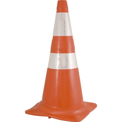 Cone de sinalização com 75 cm, branco e laranja, padrão ABNT