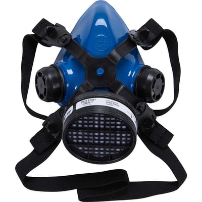 Respirador semifacial com 1 cartucho para gases ácidos, azul