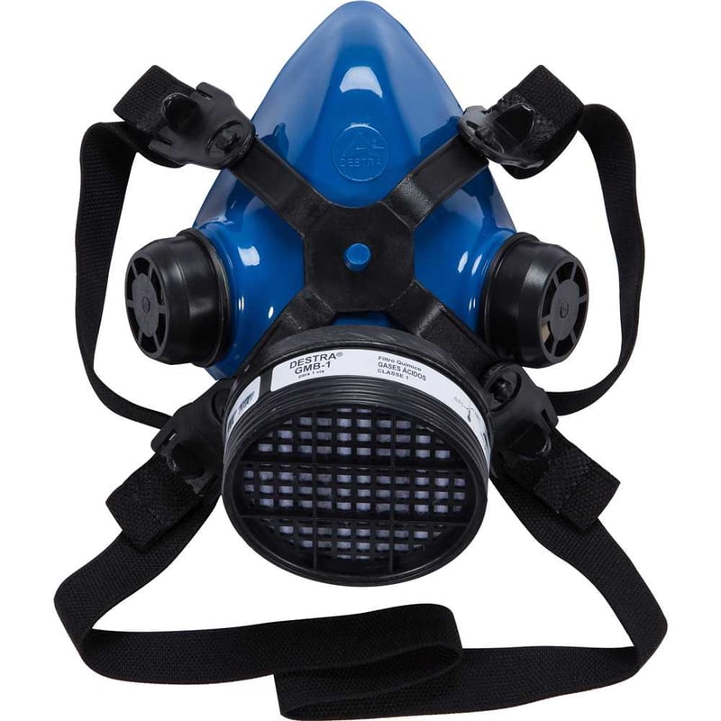 Respirador semifacial com 1 cartucho para gases ácidos, azul
