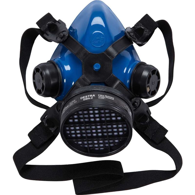 Respirador semifacial com 1 cartucho para vapores orgânicos e gases ácidos, azul