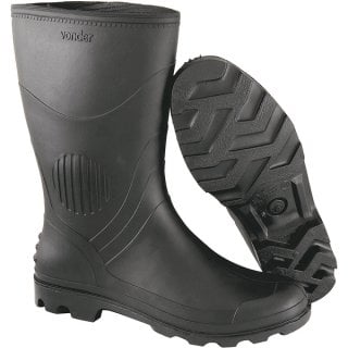 Bota de PVC preta, cano médio, sem forro, 39