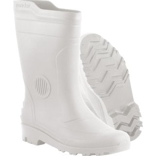 Bota de PVC branca, cano médio, sem forro, 45/46