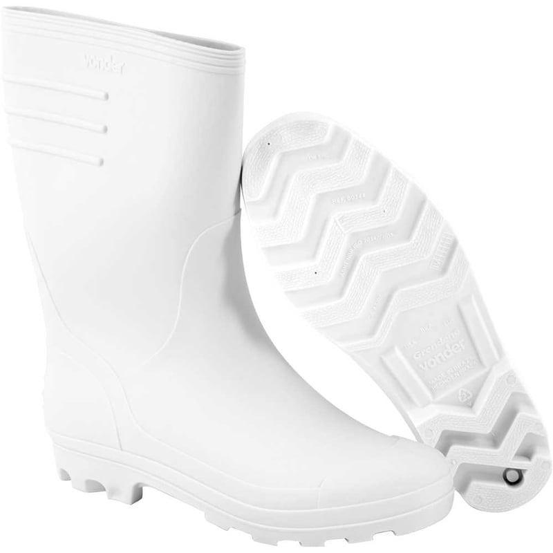 Bota de PVC branca, cano médio, sem forro, 36