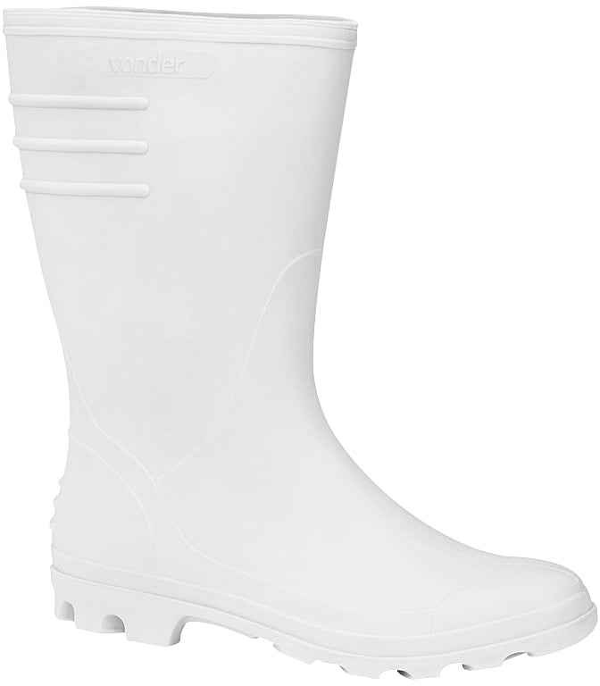 Bota de PVC branca, cano médio, sem forro, 40