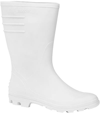Bota de PVC branca, cano médio, com forro, 40