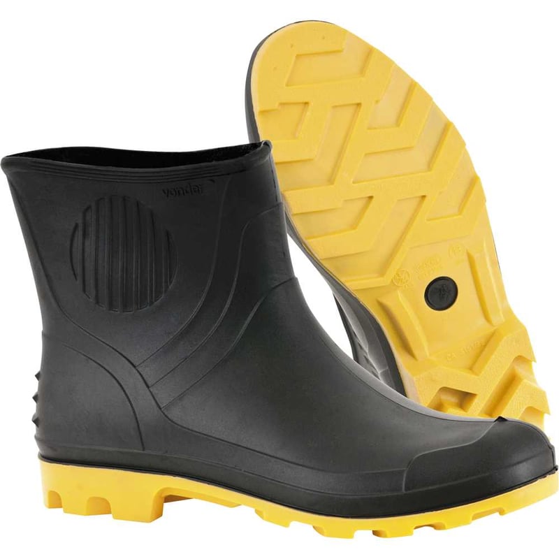 Bota de PVC preta e amarela, cano 3/4, com forro, 43/44
