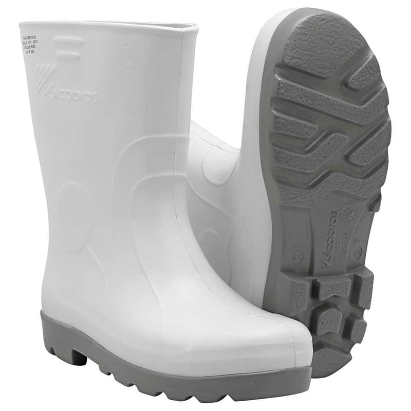 Bota Overtech de EVA, 46/47, sem forro, cano curto, branca com solado cinza