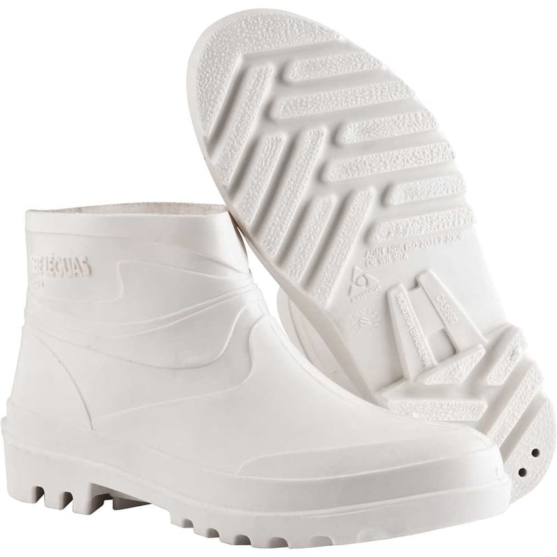 Bota PVC, branca, cano curto 10 cm, com forro, 41/42, SL FLEX SETE LEGUAS
