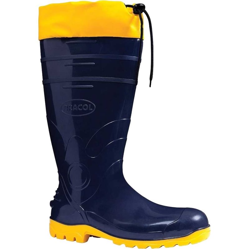 Bota de PVC com cano longo, 42, azul e amarela, com polaina, Acqualev, 85BPL600PL