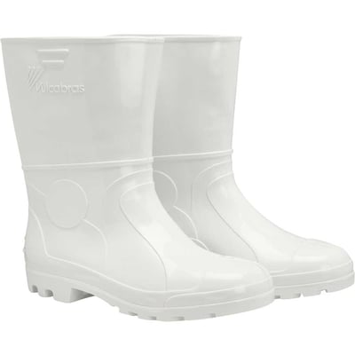 Bota de PVC branca, cano curto, sem forro, 38