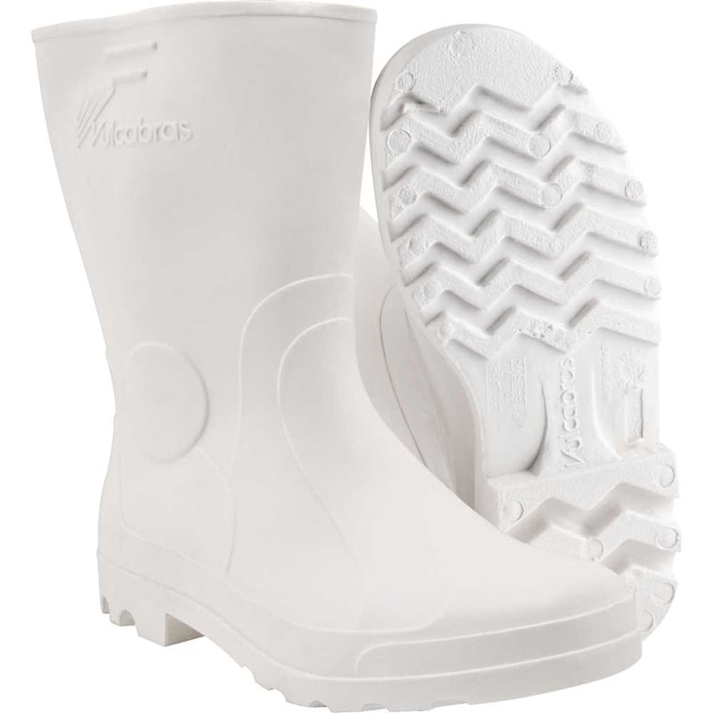Bota de PVC branca, cano curto, sem forro, 40