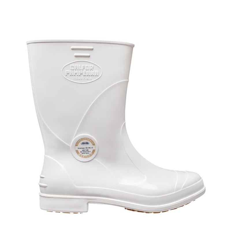 Bota de PVC branca, cano médio, com forro, 41, MAXIGRIP CCBG3 506-41