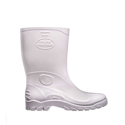 Bota de PVC branca, cano médio, com forro, 37