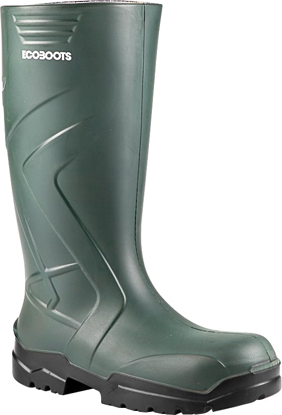 Bota em poliuretano, cano longo verde com solado preto, nº 44, Polytech, 91BPUL600