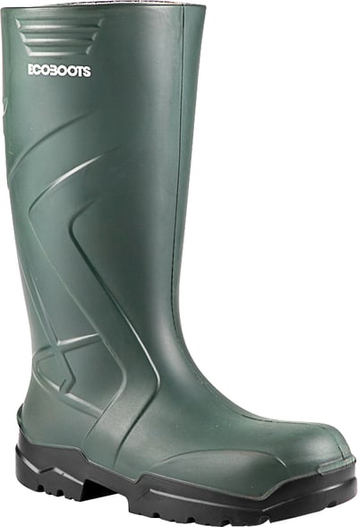 Bota em poliuretano, cano longo verde com solado preto, nº 45, Polytech, 91BPUL600