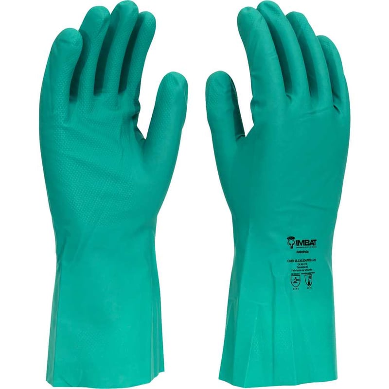 Luva nitrílica, verde, com forro, palma antiderrapante, tamanho 8 (M), LV-NVF-8