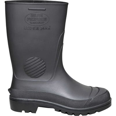 Bota de PVC preta, cano médio, sem forro, 39