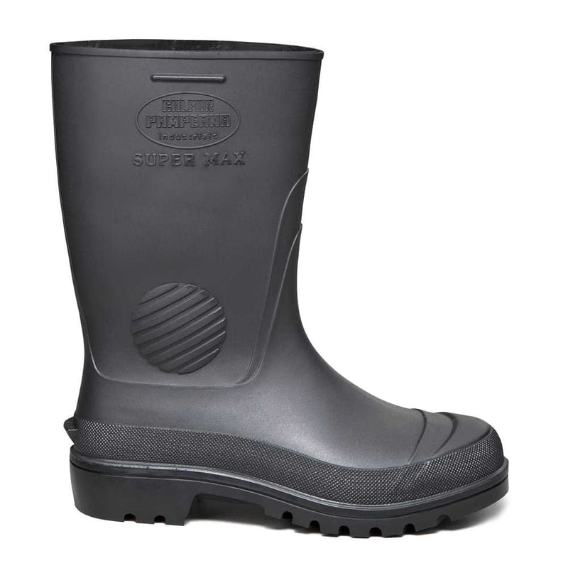 Bota de PVC preta, cano médio, sem forro, 40