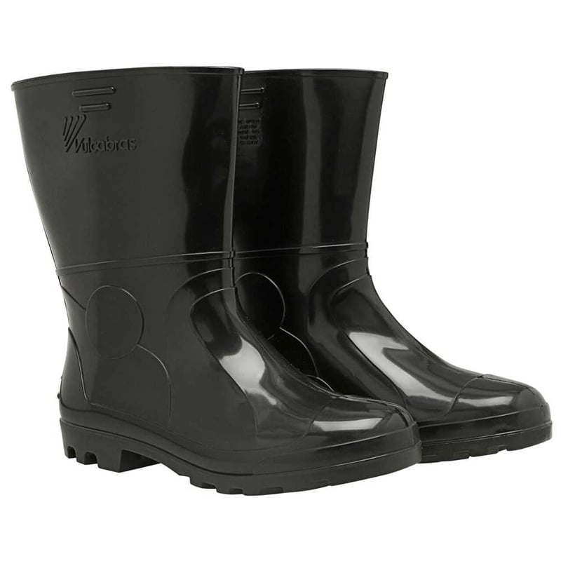 Bota de PVC preta, cano curto, com forro, 43